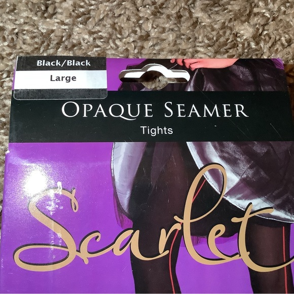 Scarlet by Silky opaque seamer tights, back seam, color black/black, size: L - Picture 5 of 12